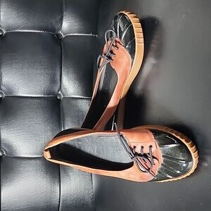 Cole Haan Nike Air Black and Tan Slip on Duck Shoe Ballet Flat Size 8.5